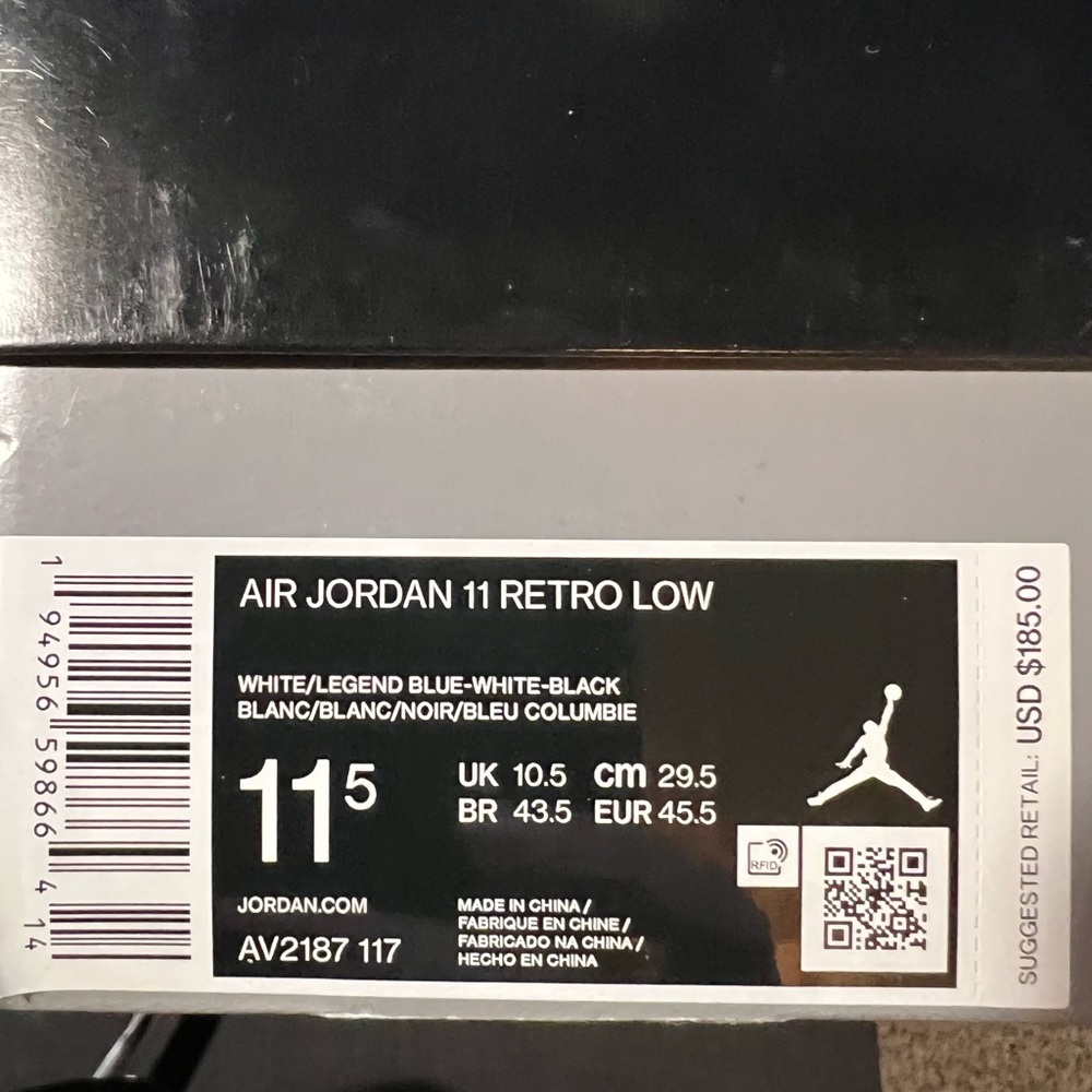 Air Jordan 11 Retro Low ‘Legend Blue’ Size 11.5